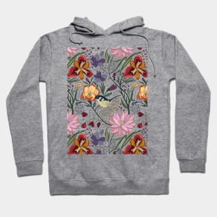 Floral garden with bird Hoodie